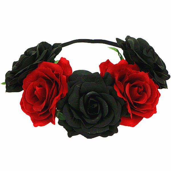 Day of The Dead Headband Costume Rose Flower Crown Mexican Headpiece